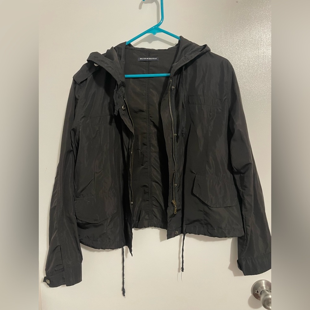 Black Brandy Melville cropped windbreaker jacket